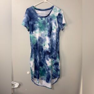 Secret treasures blue green tie dye short sleeve gown sleep lounge cozy S